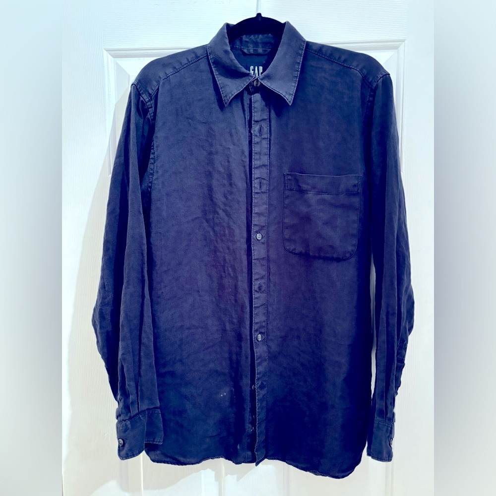 GAP dark navy blue linen shirt - men’s small